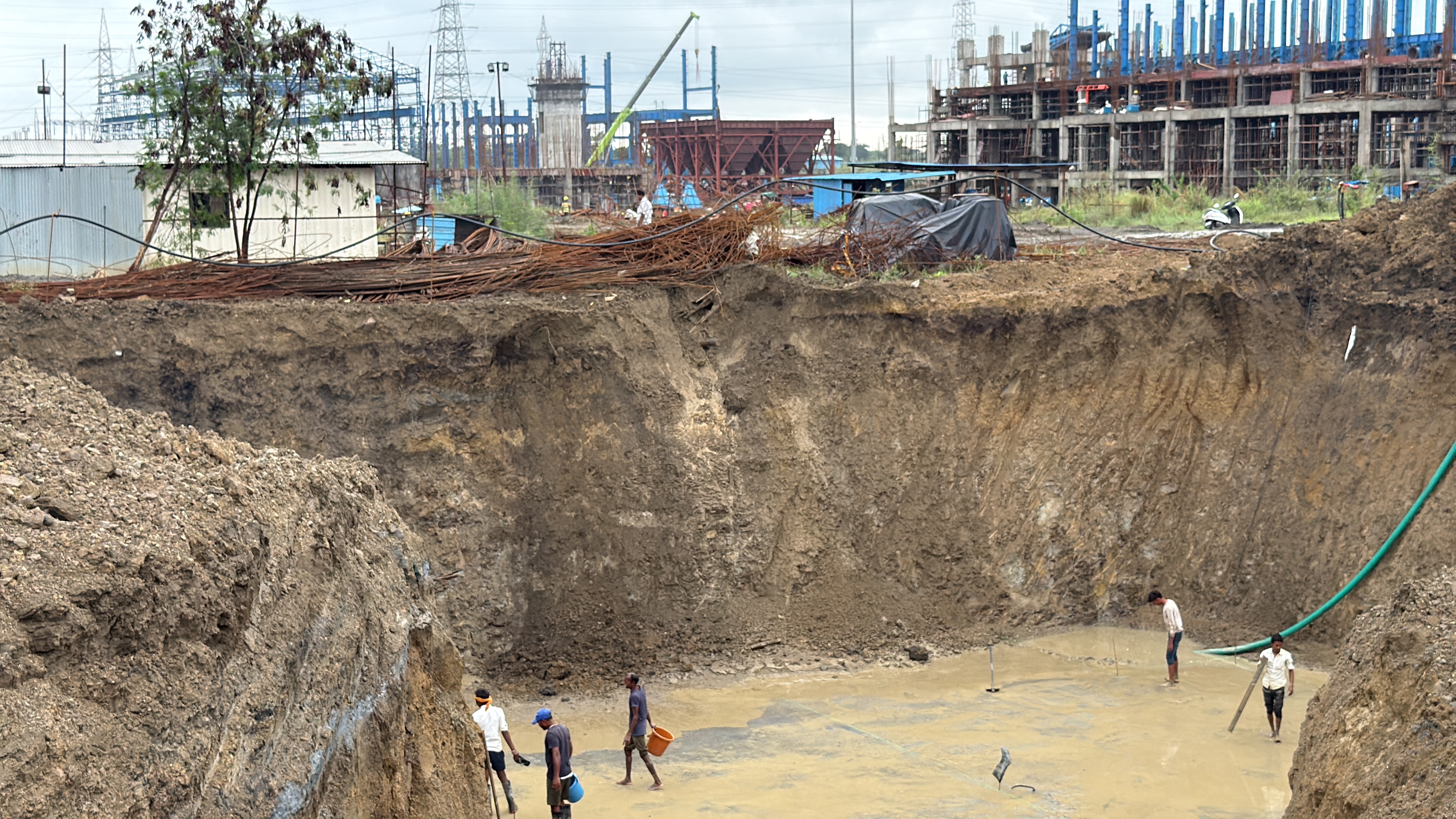 Large excavation for industrial foundation